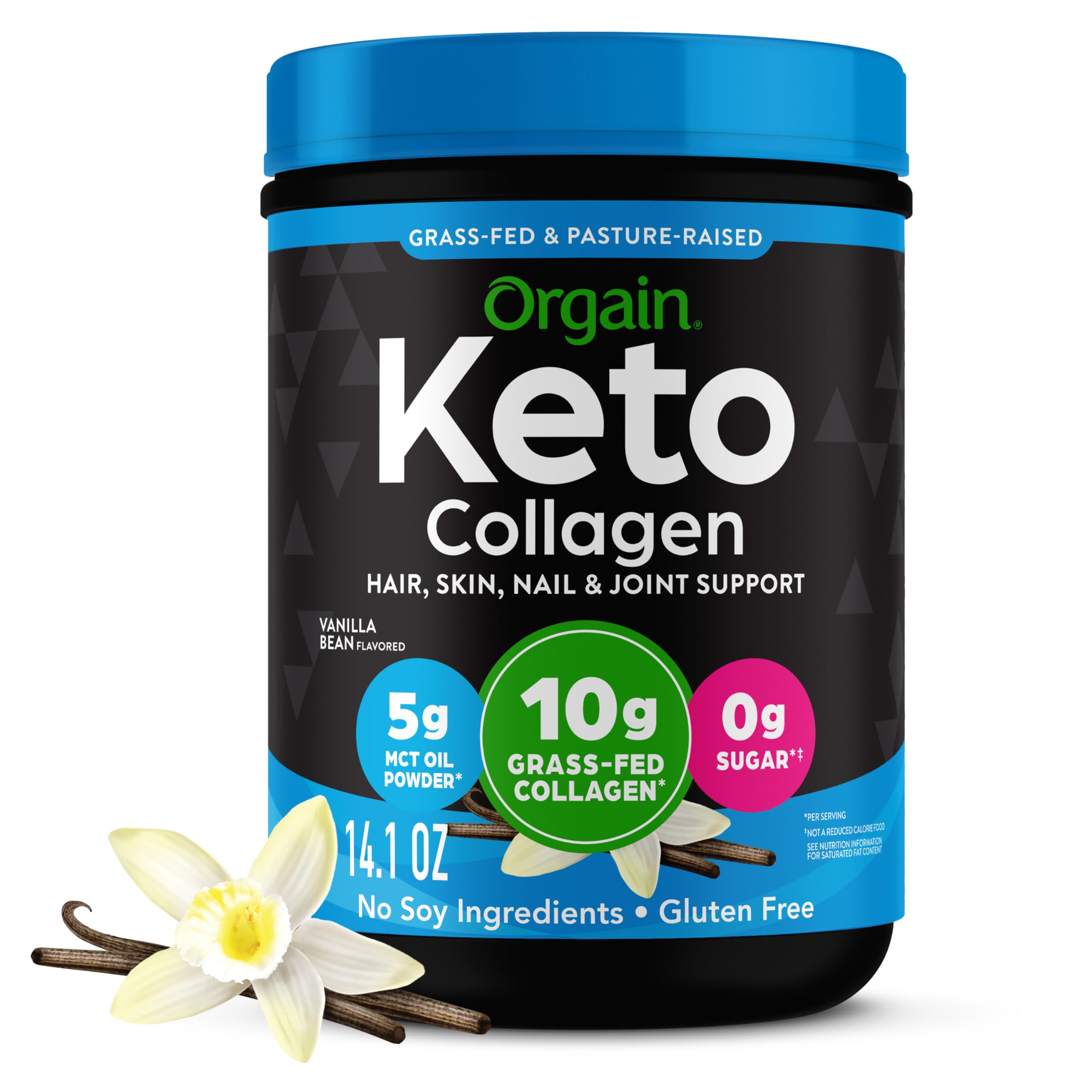 Orgain Keto Collagen Protein Powder Vanilla 399g front view