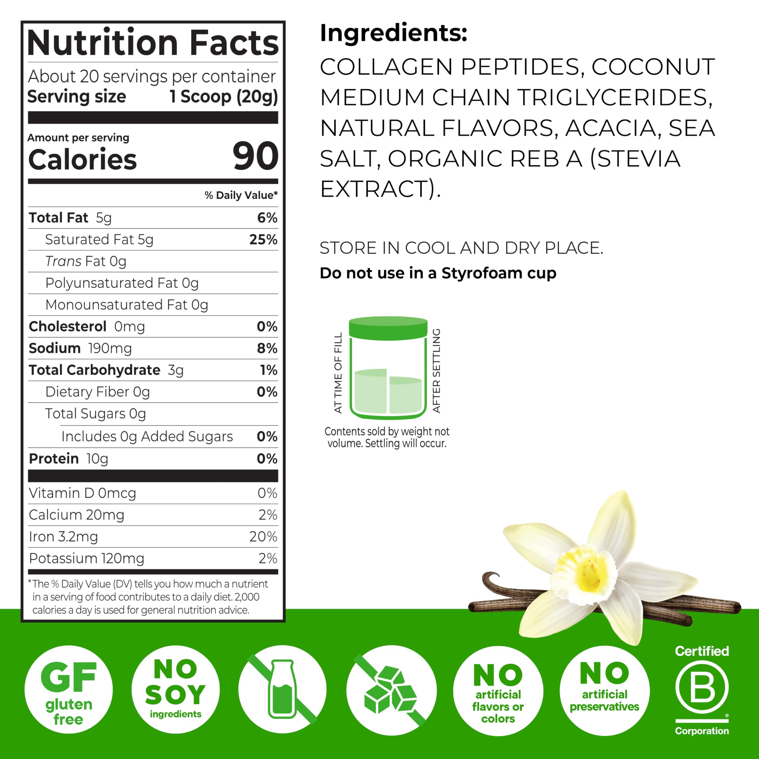 Orgain Keto Collagen Protein Powder Vanilla 399g packaging
