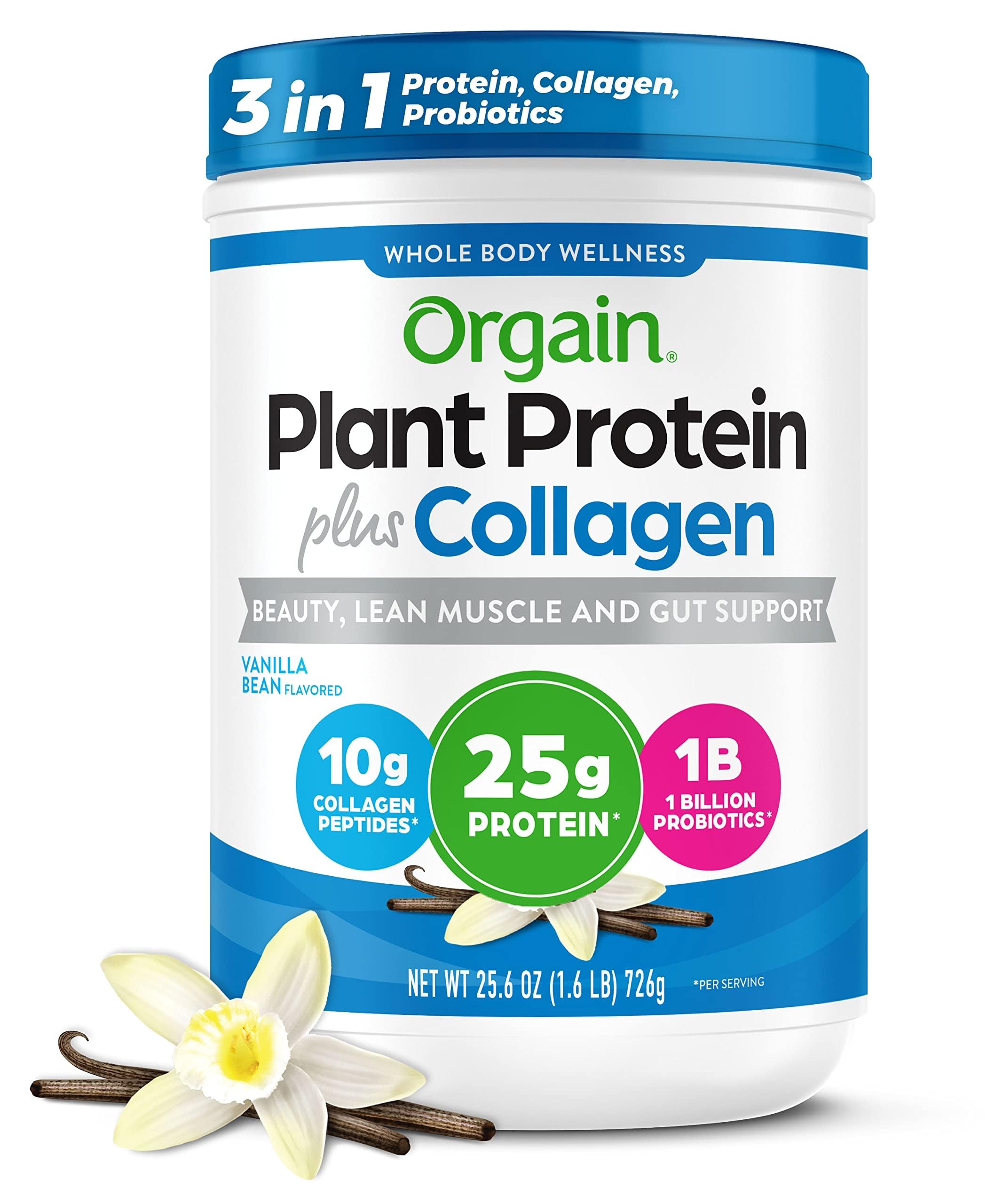 Orgain Plant Protein Plus Collagen 726g front view