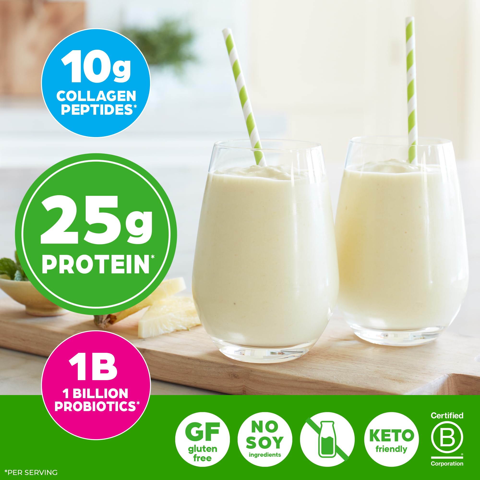 Orgain Plant Protein Plus Collagen 726g serving suggestion with oats