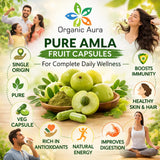 Organic Aura International Amla Vitamin C Capsules on a wooden table