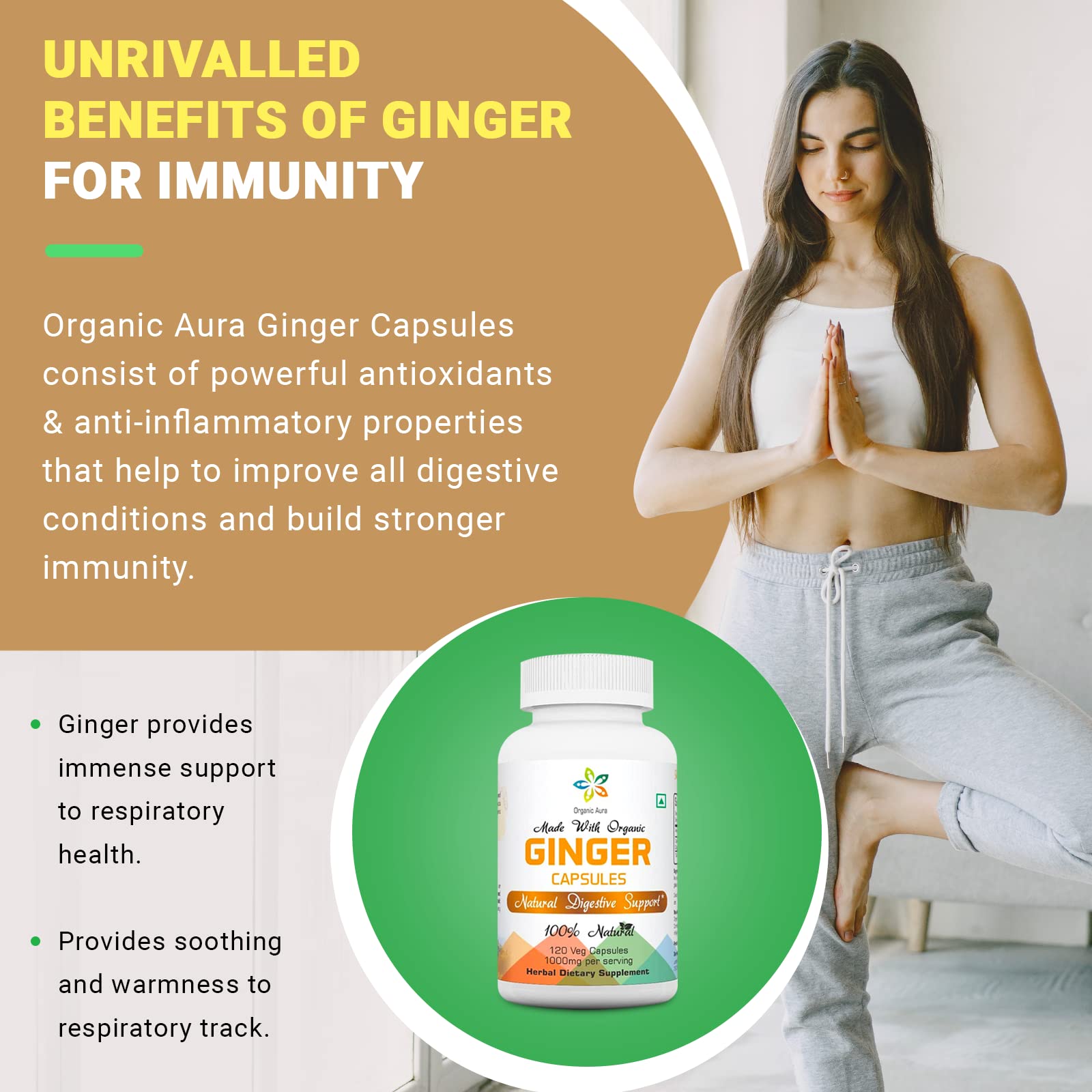 Organic Aura International Ginger Root Capsules packaging