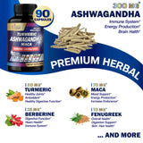 Organic Cadane Ashwagandha Complex capsules close-up