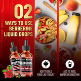 Organic Cadane Berberine Liquid Drops in a glass with drink