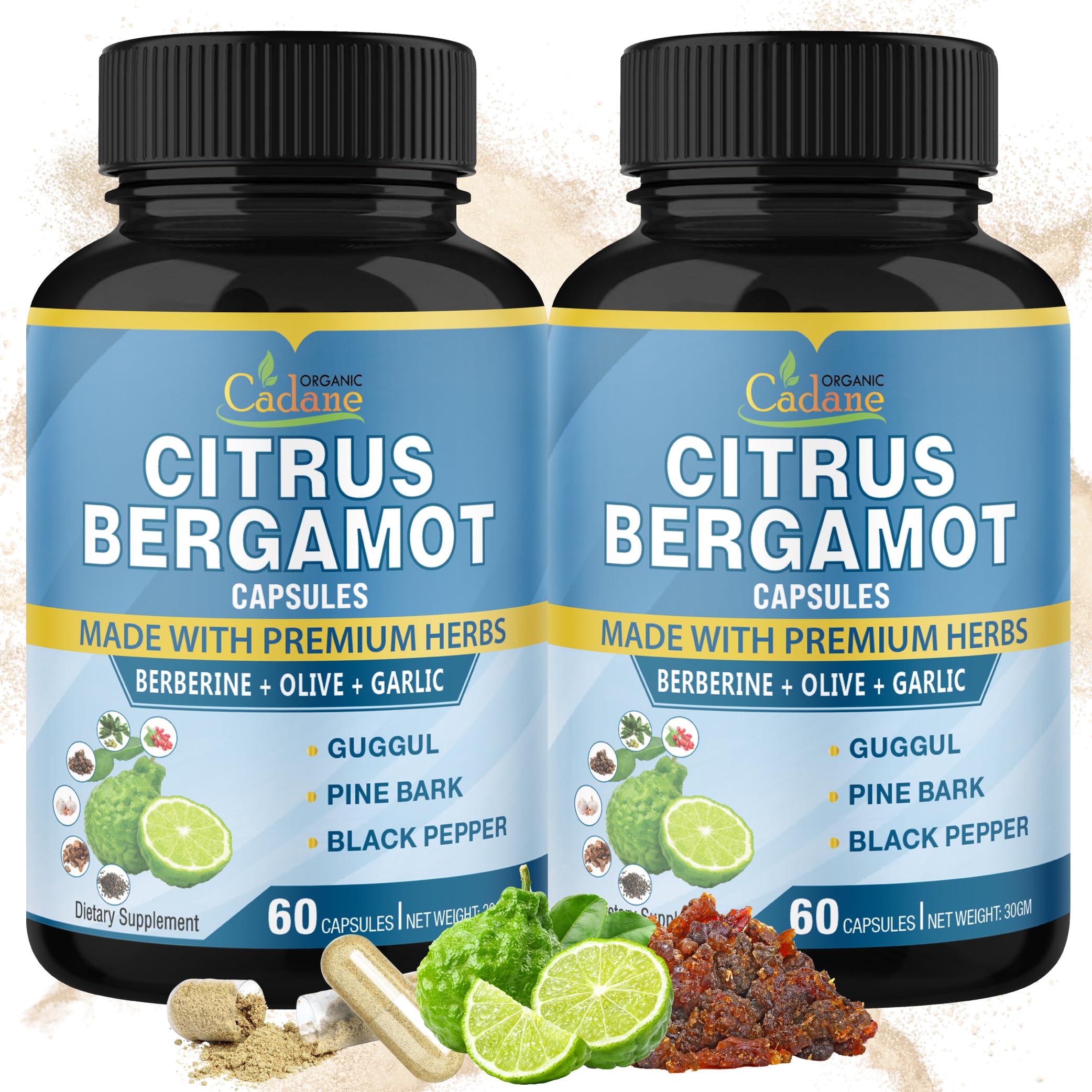Organic Cadane Citrus Bergamot Supplement bottle front view