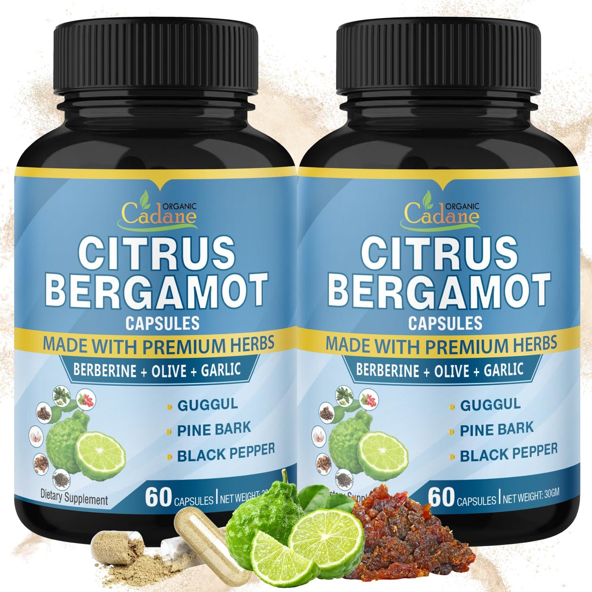 Organic Cadane Citrus Bergamot Supplement bottle front view