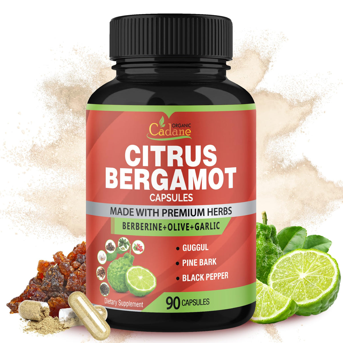 Organic Cadane Citrus Bergamot Supplement bottle front view