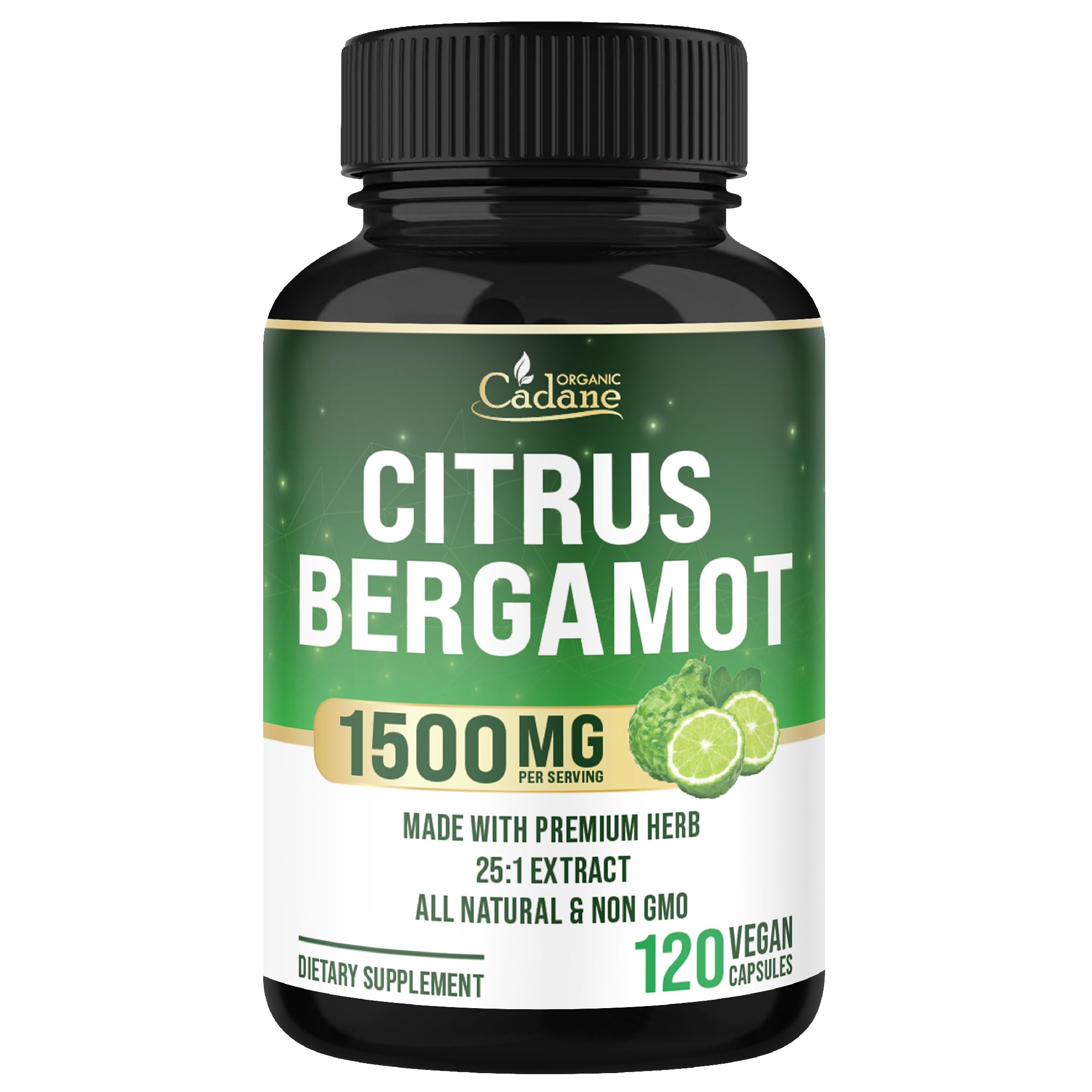 Organic Cadane Citrus Bergamot supplement bottle front view