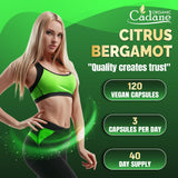 Organic Cadane Citrus Bergamot supplement bottle with capsules