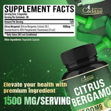 Organic Cadane Citrus Bergamot supplement capsules close-up