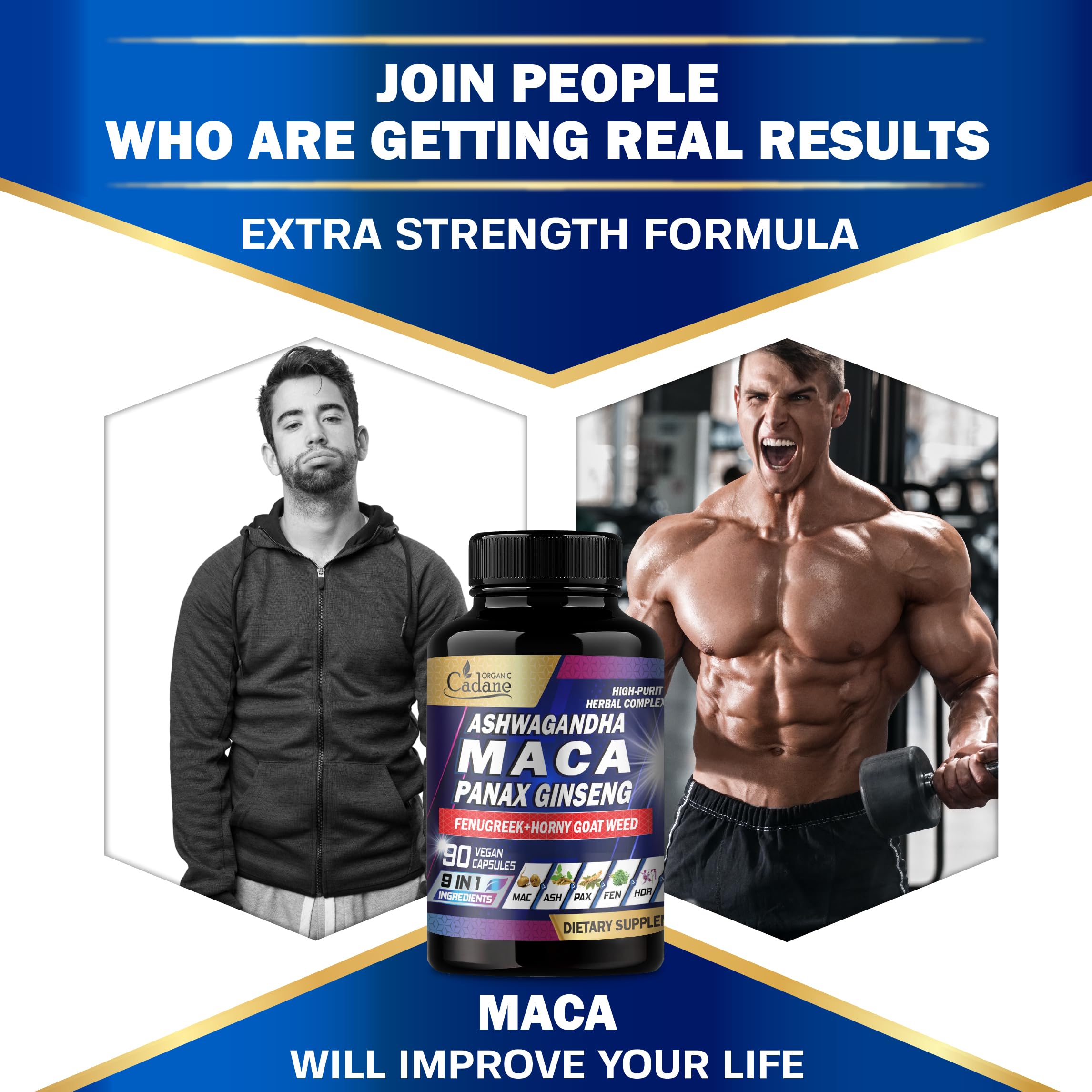 Organic Cadane Maca Root Supplement capsule in hand