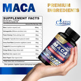Organic Cadane Maca Root Supplement capsules close-up