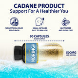 Organic Cadane Moringa Capsules side view showing capsule details