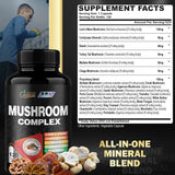 Organic Cadane Mushroom Supplement bottle side view