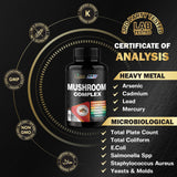 Organic Cadane Mushroom Supplement on a wooden table