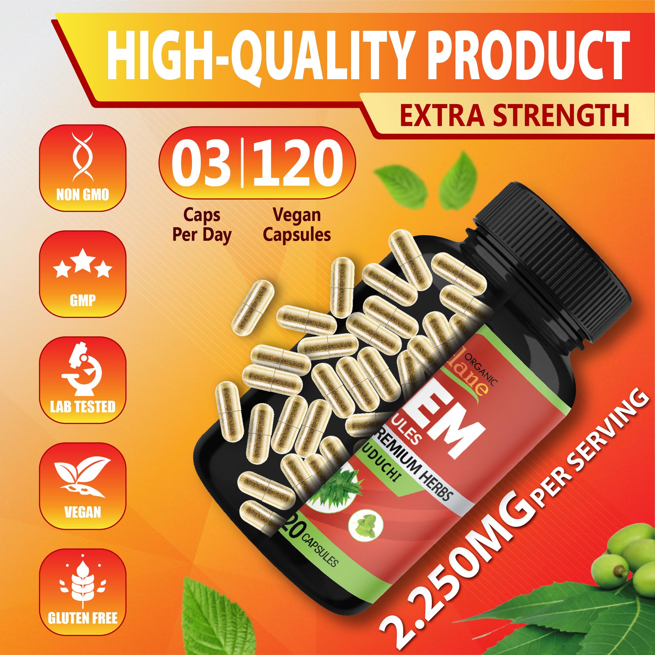 Organic Cadane Neem Capsules packaging details