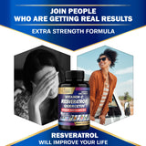 Organic Cadane Resveratrol Complex capsules on a wooden table