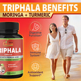 Organic Cadane Triphala Powder Capsules on wooden surface
