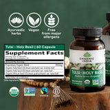 Organic certification logo on ORGANIC INDIA Holy Basil Capsules