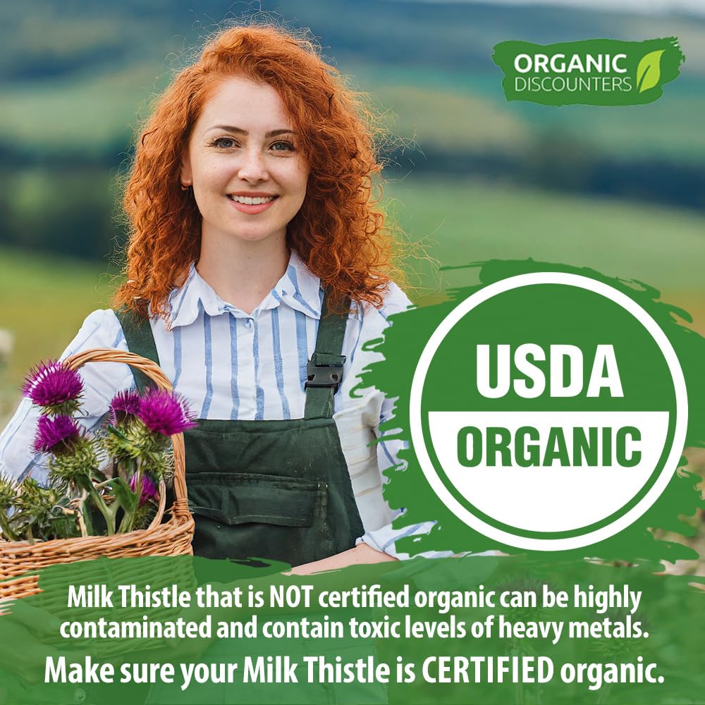 Organic Discounters Milk Thistle Capsules 7500mg bottle side view