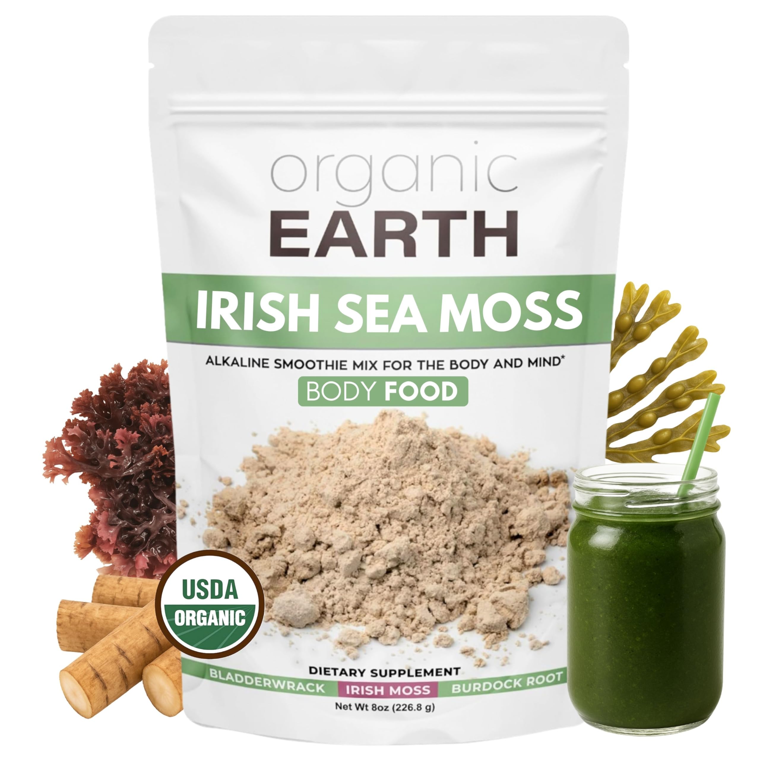 Organic Earth Irish Sea Moss Powder 227g front view
