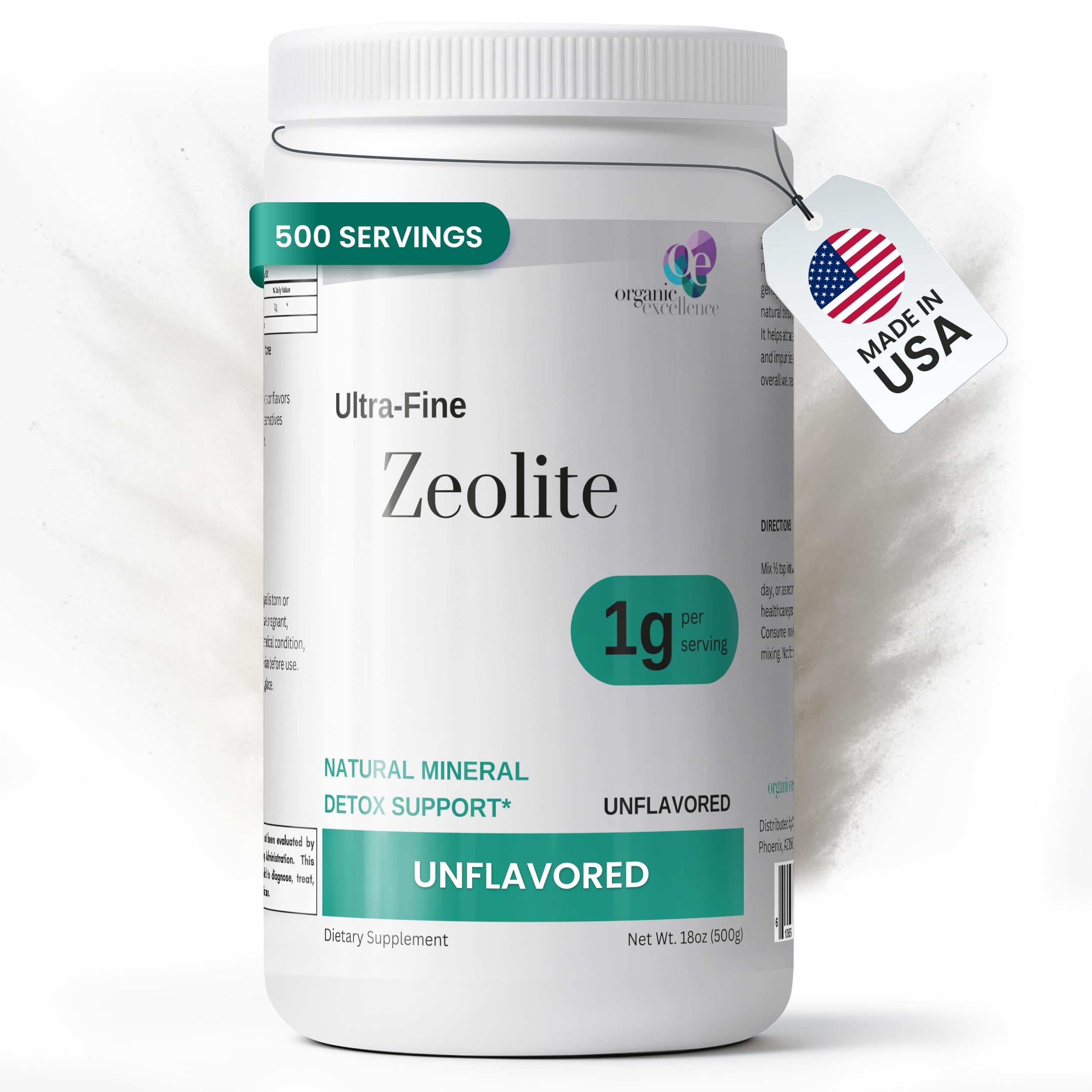 Organic Excellence Clinoptilolite Zeolite supplement front view