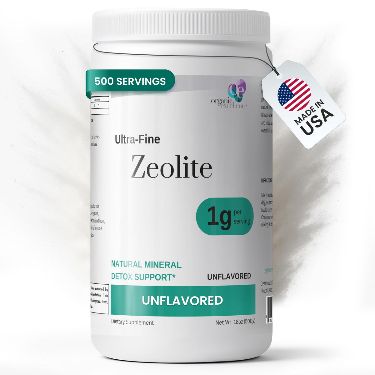 Organic Excellence Clinoptilolite Zeolite supplement front view