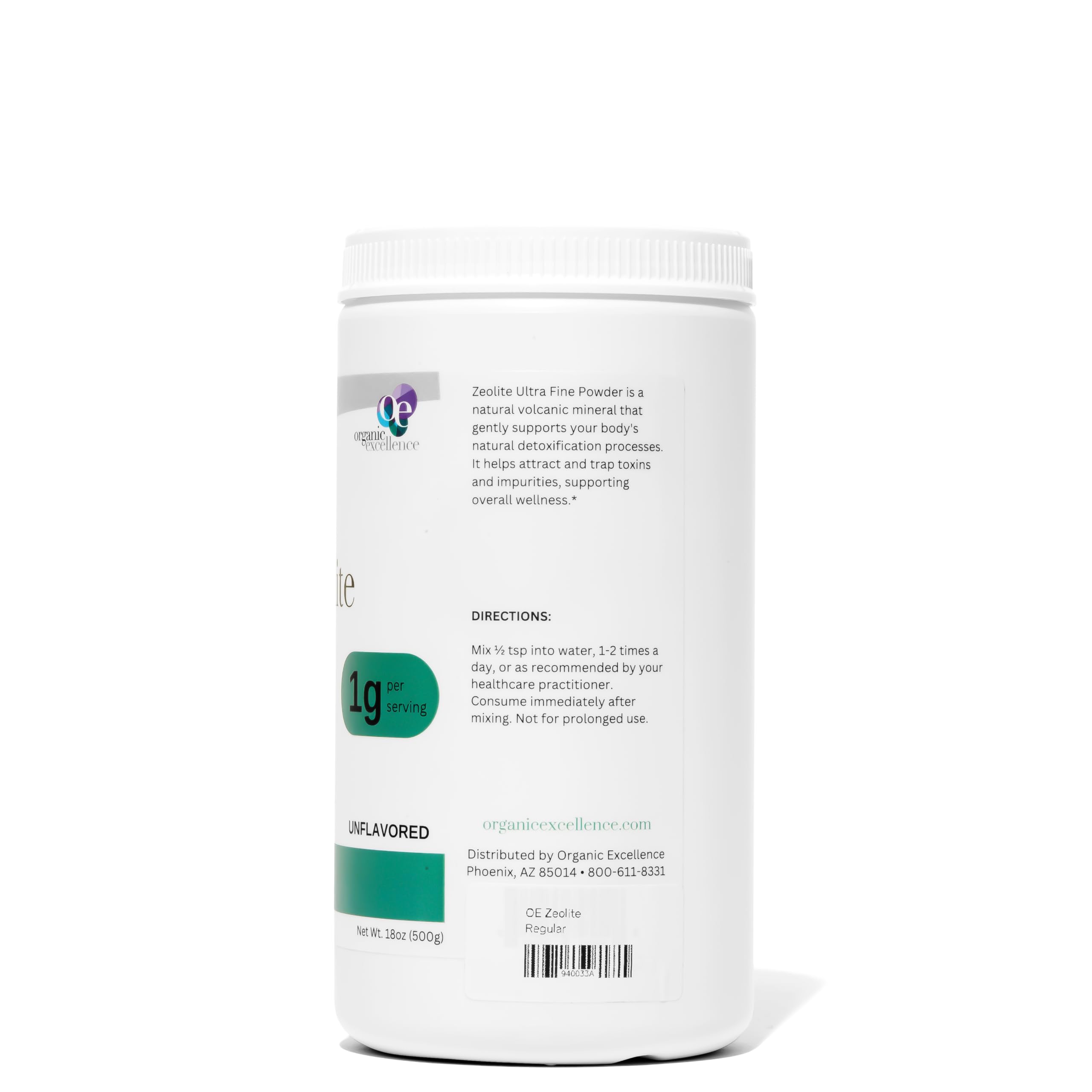Organic Excellence Clinoptilolite Zeolite supplement with measuring spoon