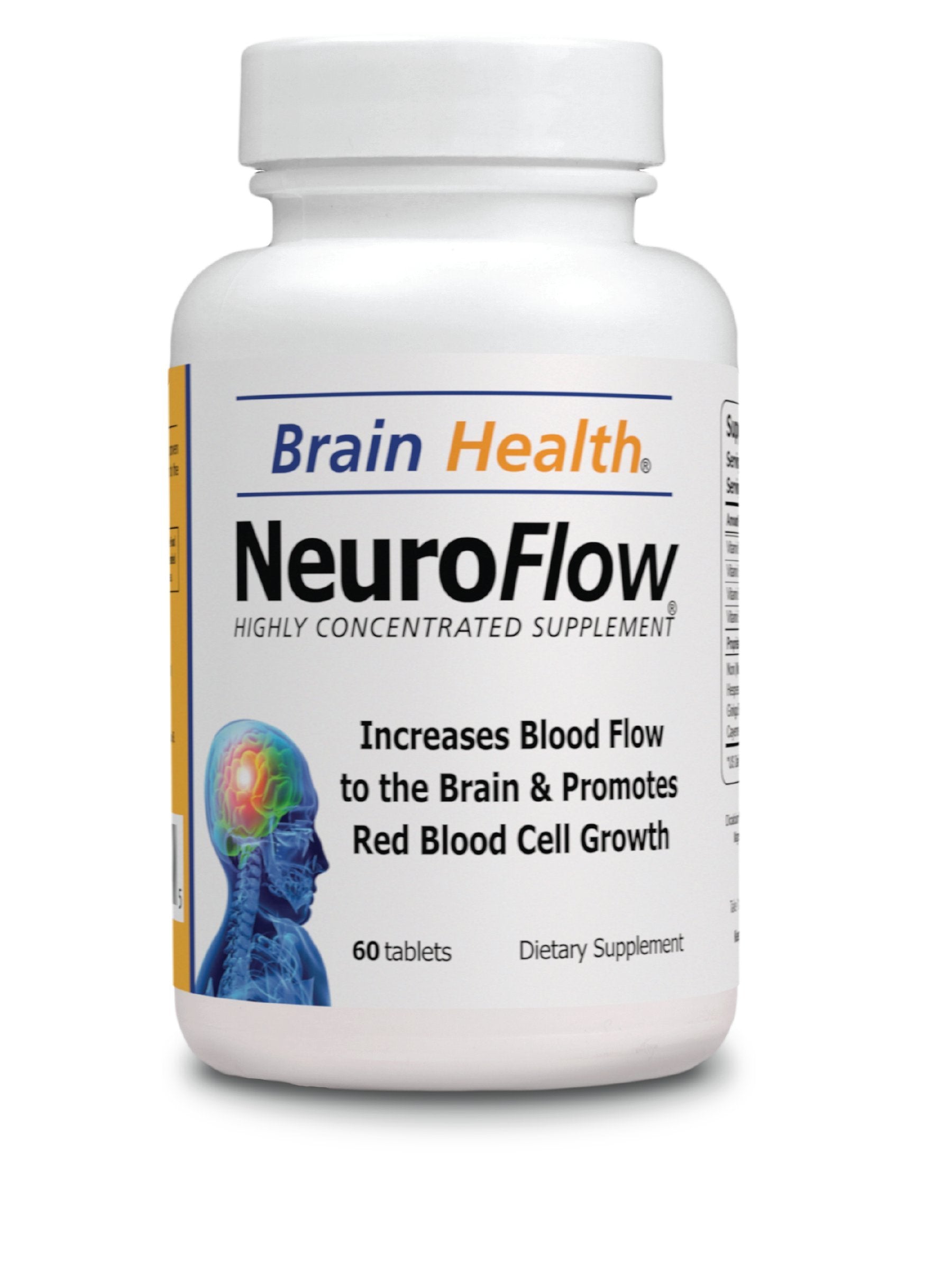 Organic Farms Vitamins Neuro Flow supplement front view with capsule bottle
