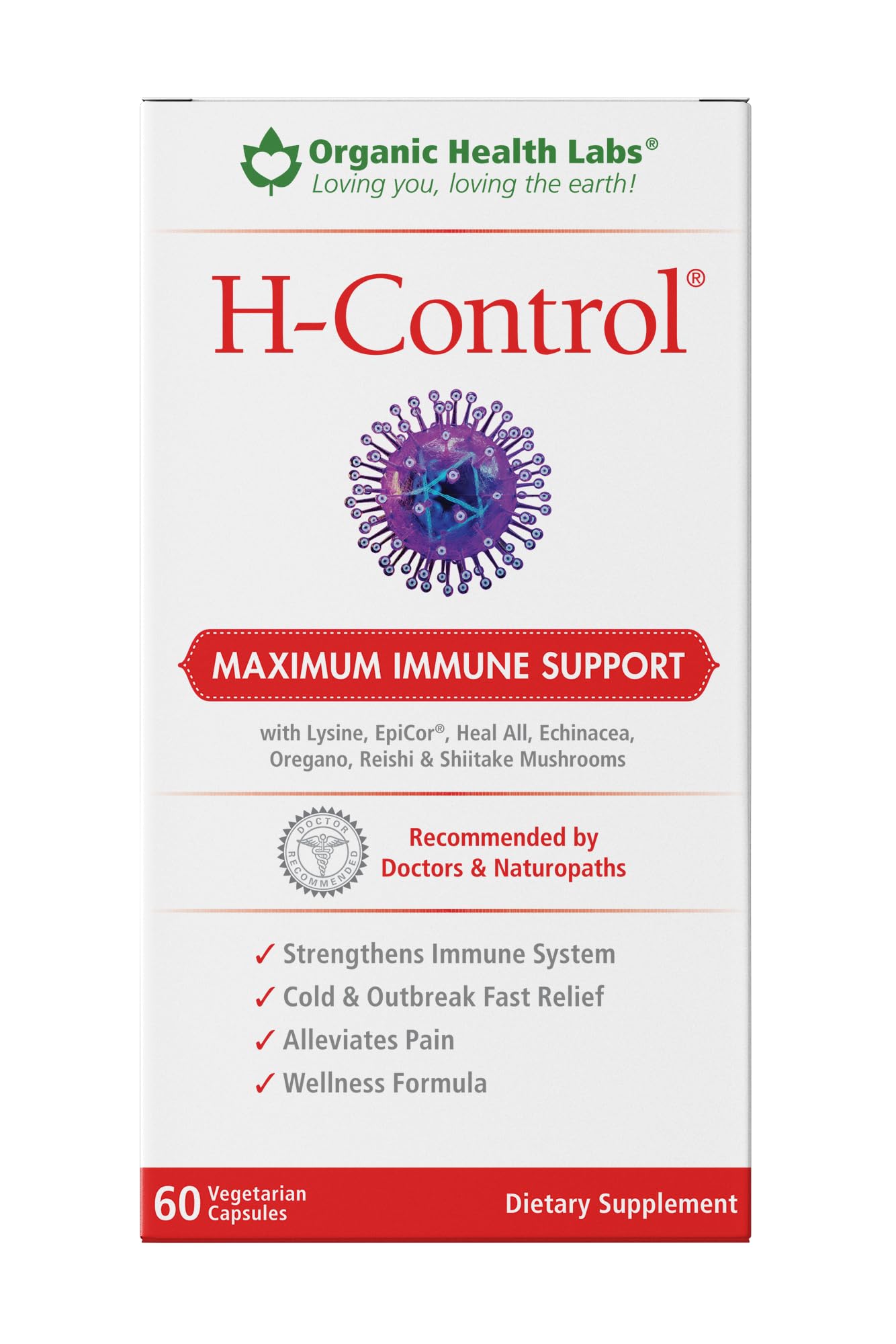 Organic Health Labs H-Control daily wellness Support Supplement front view