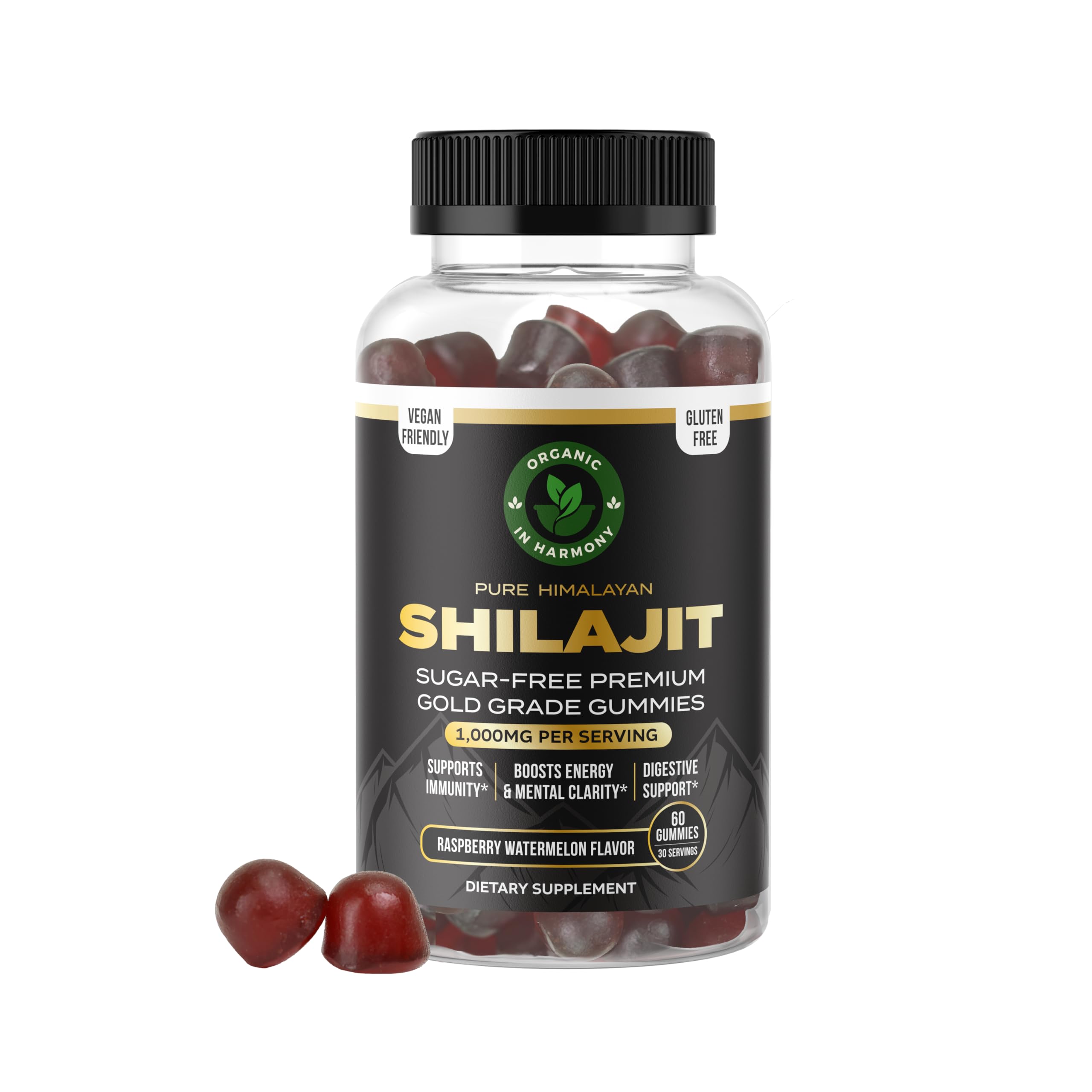 Organic In Harmony Shilajit Gummies front view with packaging