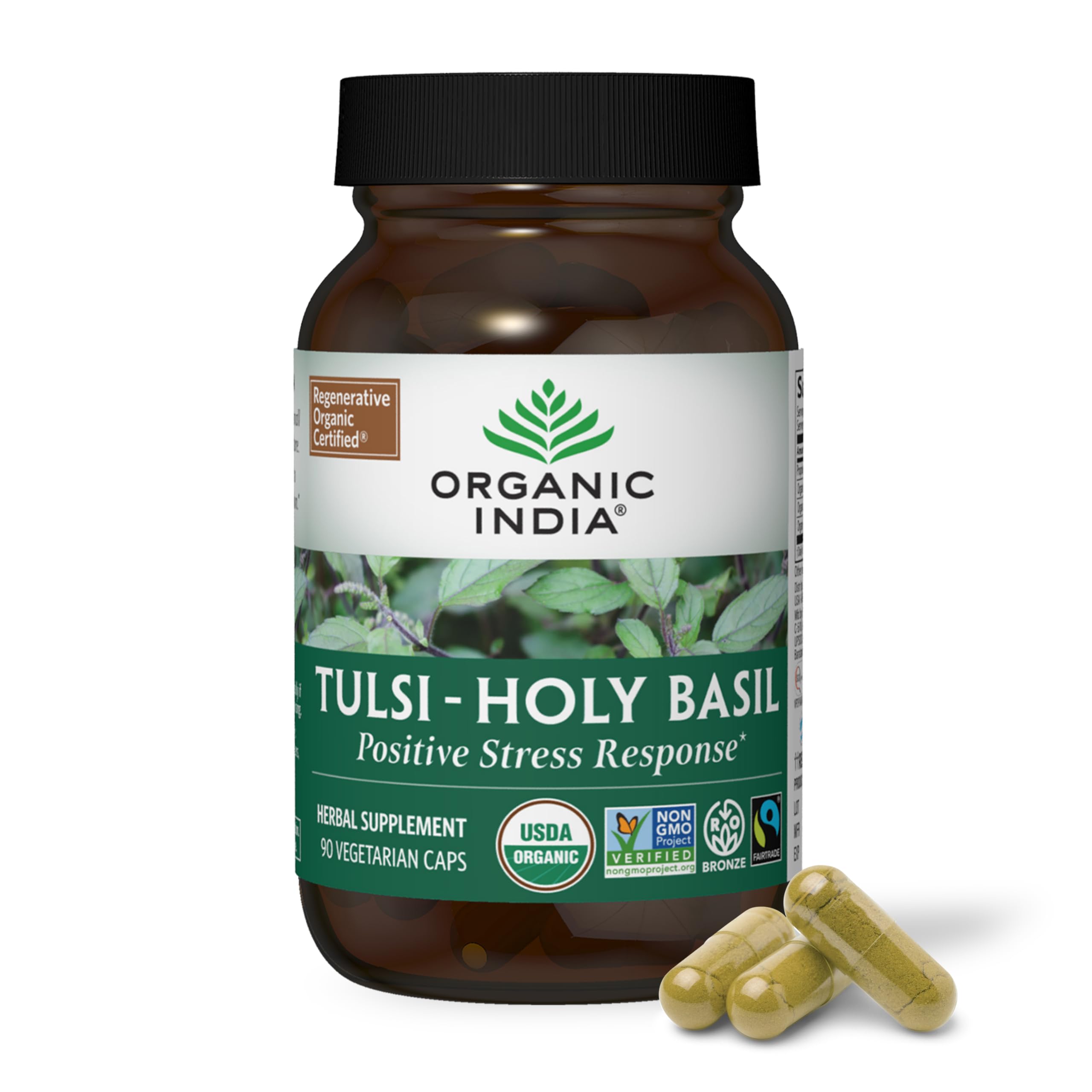 ORGANIC INDIA Holy Basil Tulsi Capsules front view