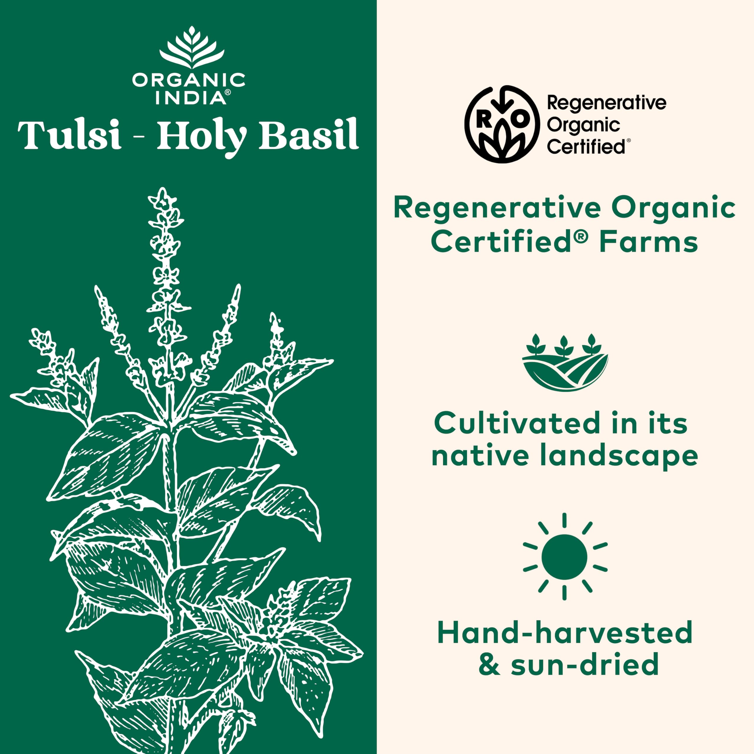 ORGANIC INDIA Holy Basil Tulsi Capsules side view