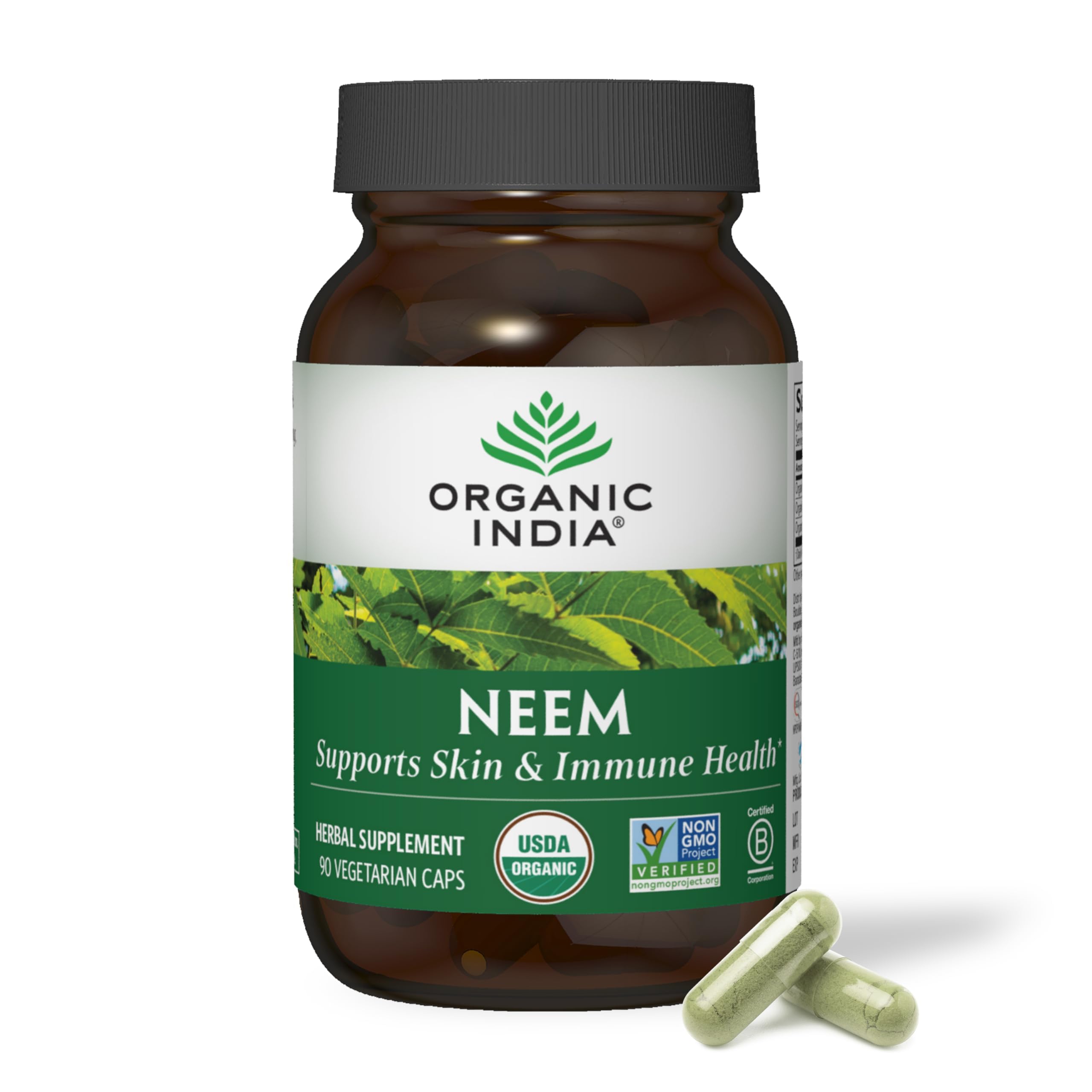 ORGANIC INDIA Neem Capsules front view with packaging
