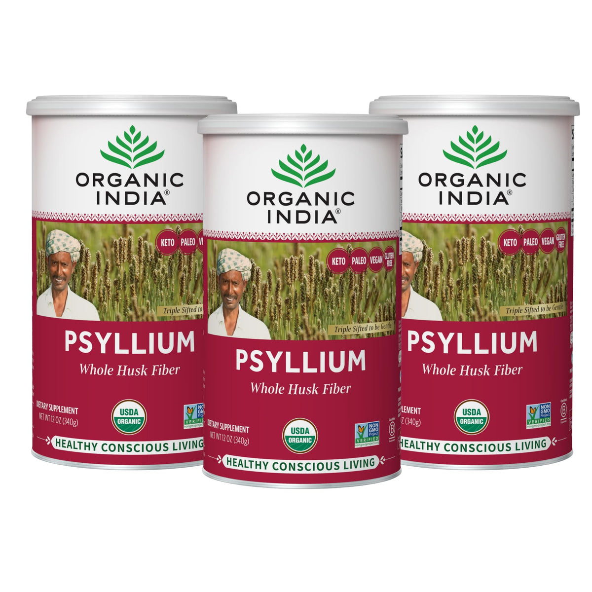 ORGANIC INDIA Psyllium Supplement 340g front view