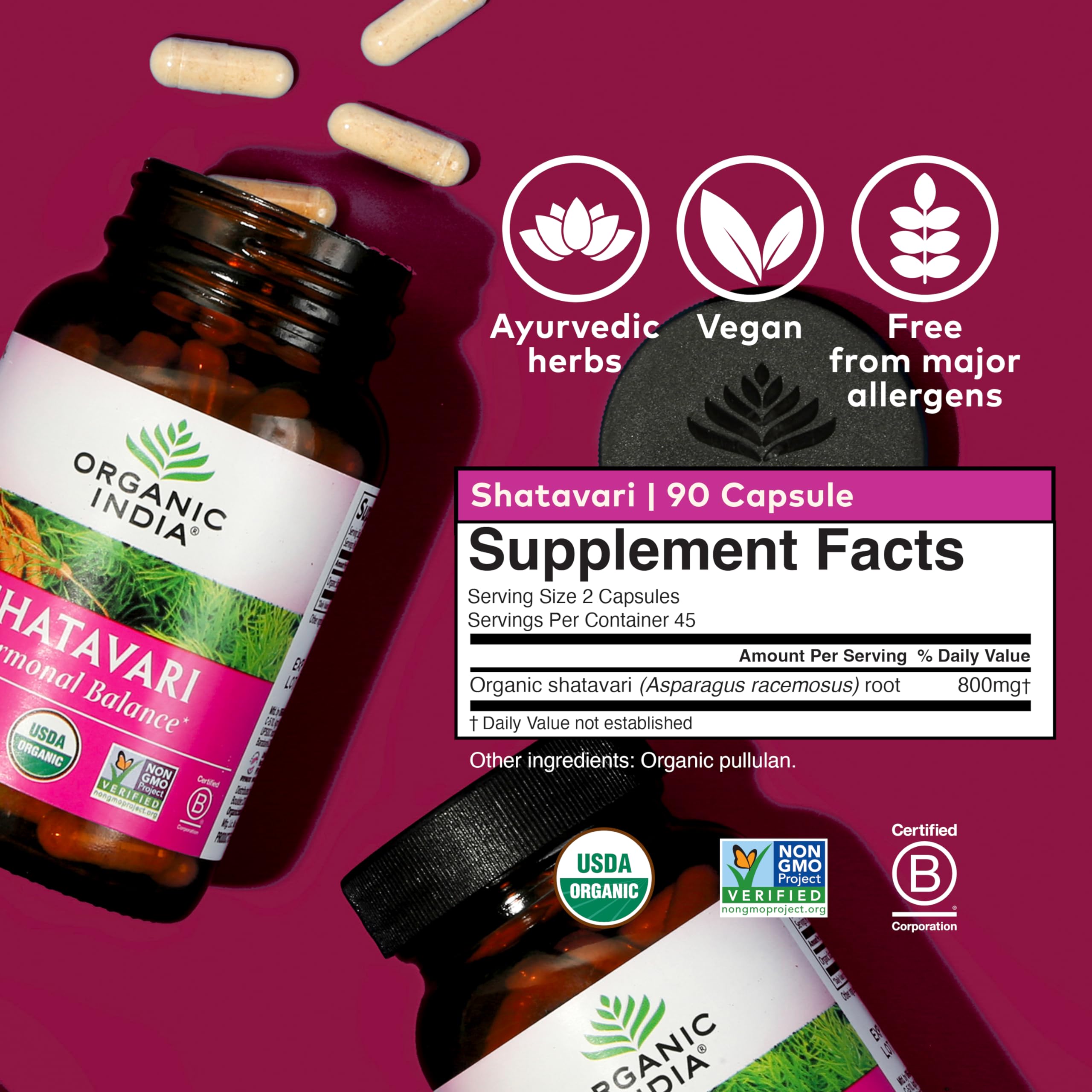 Organic India Shatavari 90 V-Capsules back view