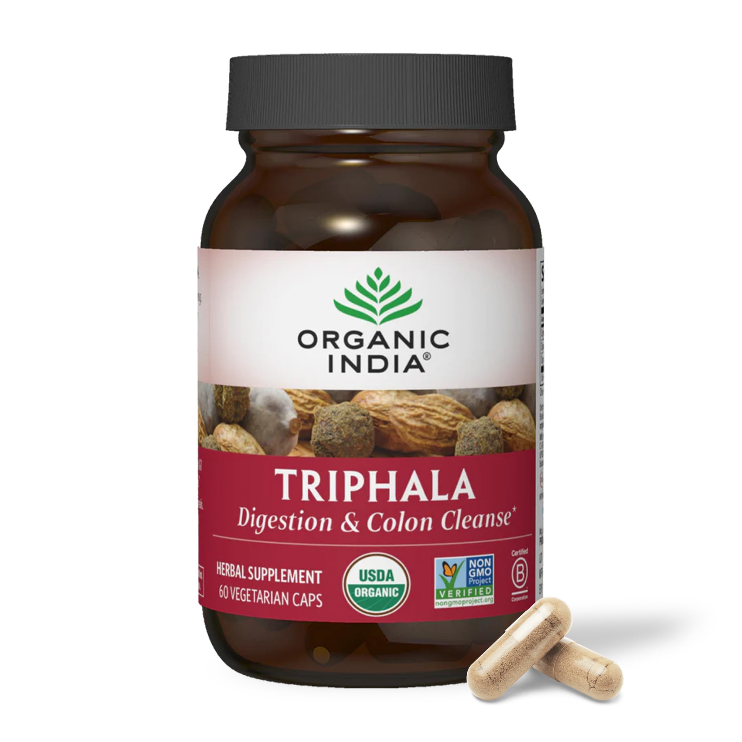 ORGANIC INDIA Triphala Herbal Supplement 60 Capsules front view