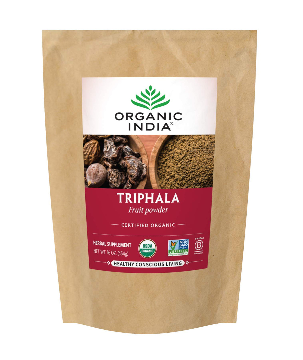 ORGANIC INDIA Triphala Powder 449g front view