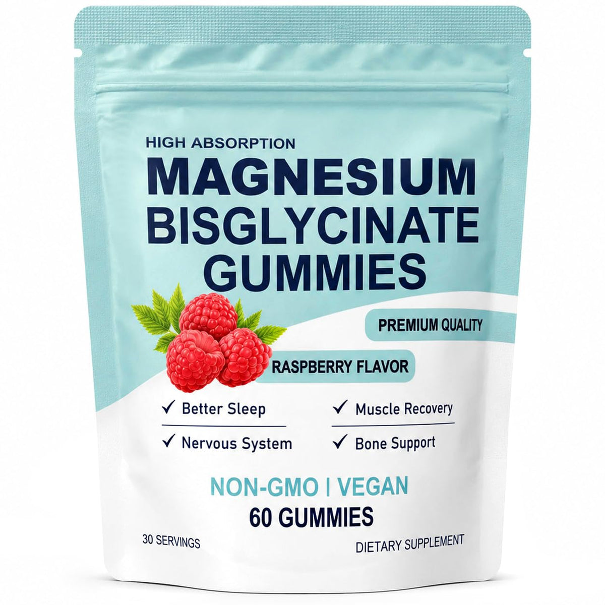 Organic Magnesium Bisglycinate Gummies front view with packaging
