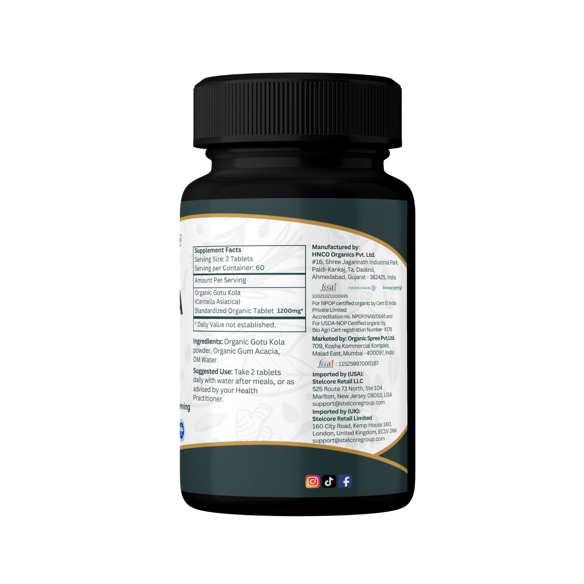 ORGANIC SPREE Gotu Kola tablets with a measuring spoon