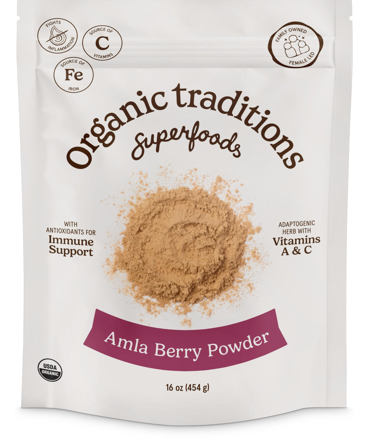 Organic Traditions Amla Berry Powder 454g front view