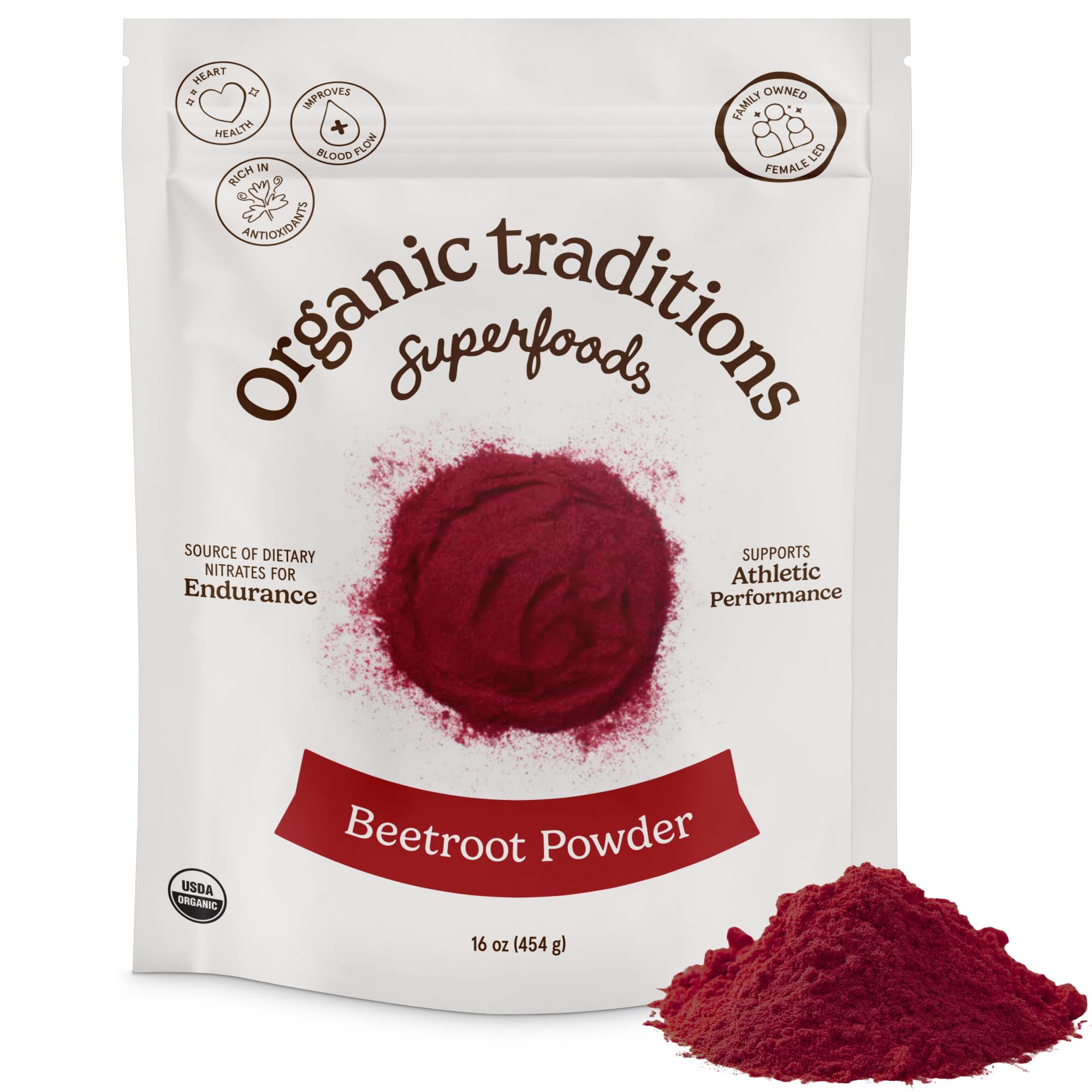 Organic Traditions Beetroot Powder 454g front view