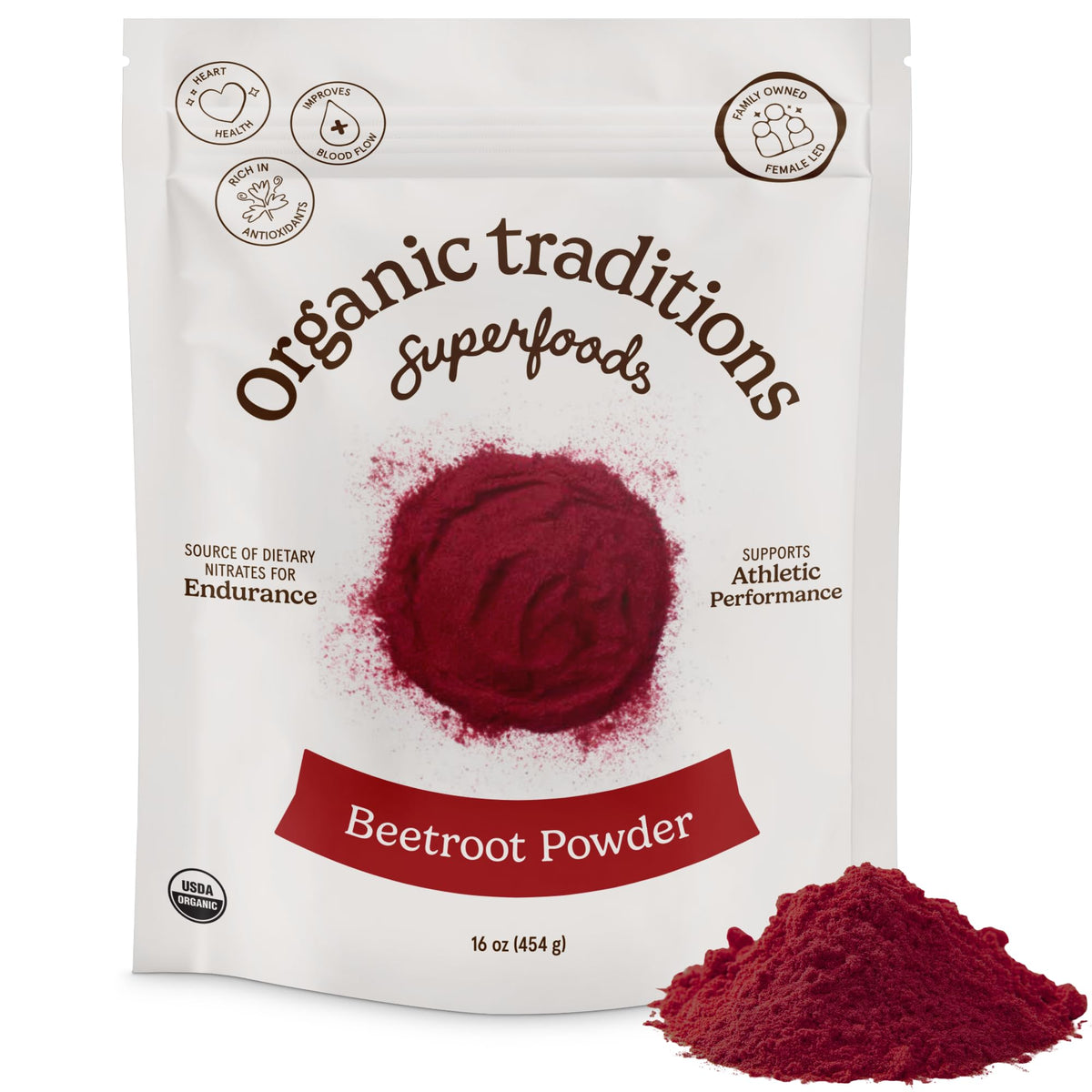 Organic Traditions Beetroot Powder 454g front view