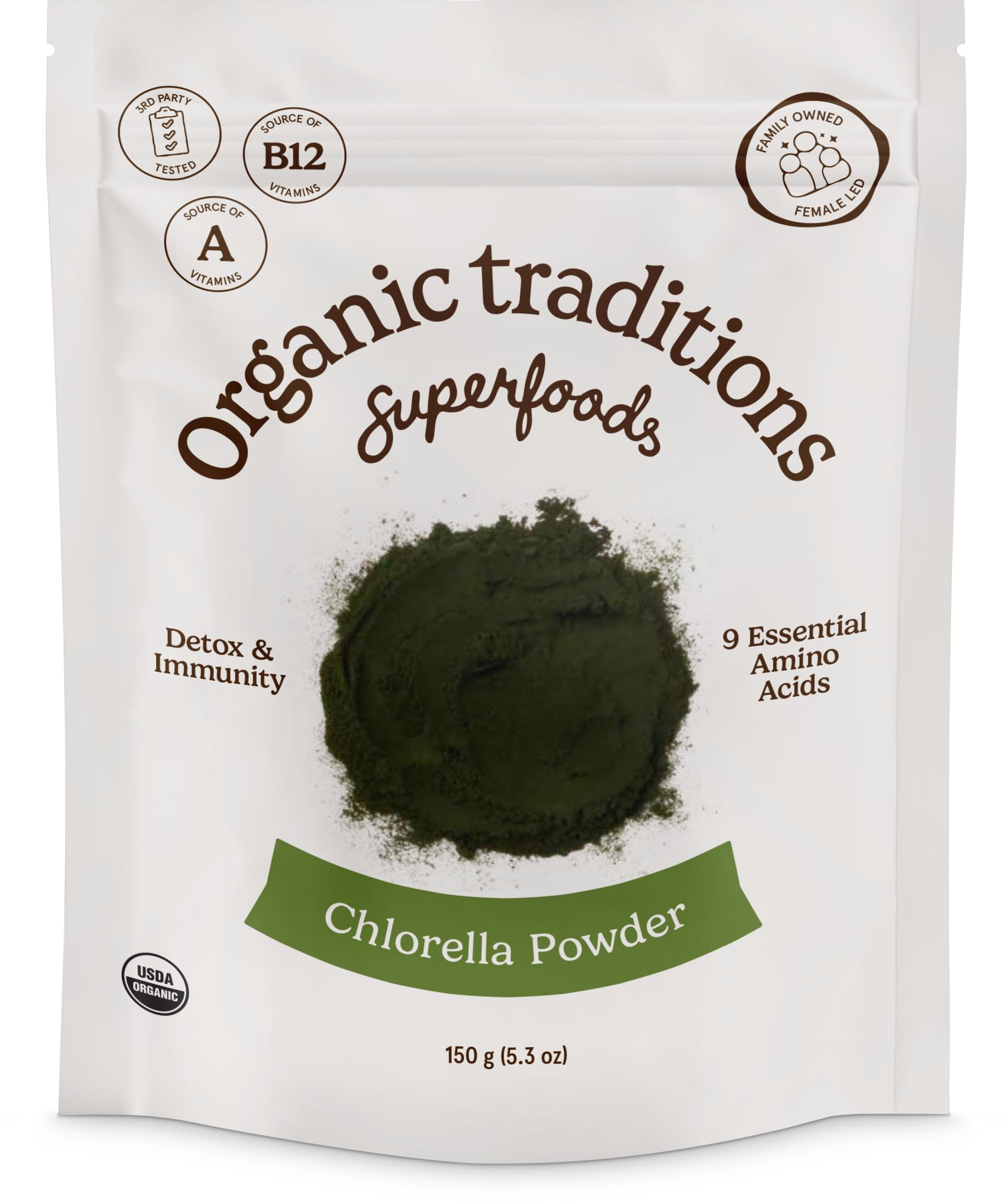 Organic Traditions Chlorella Powder front view packaging
