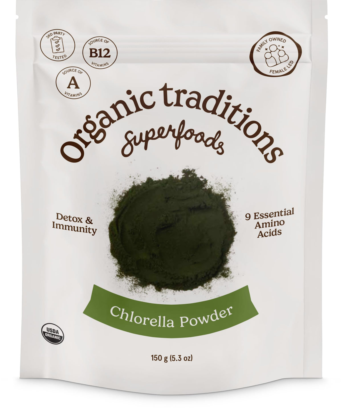 Organic Traditions Chlorella Powder front view packaging