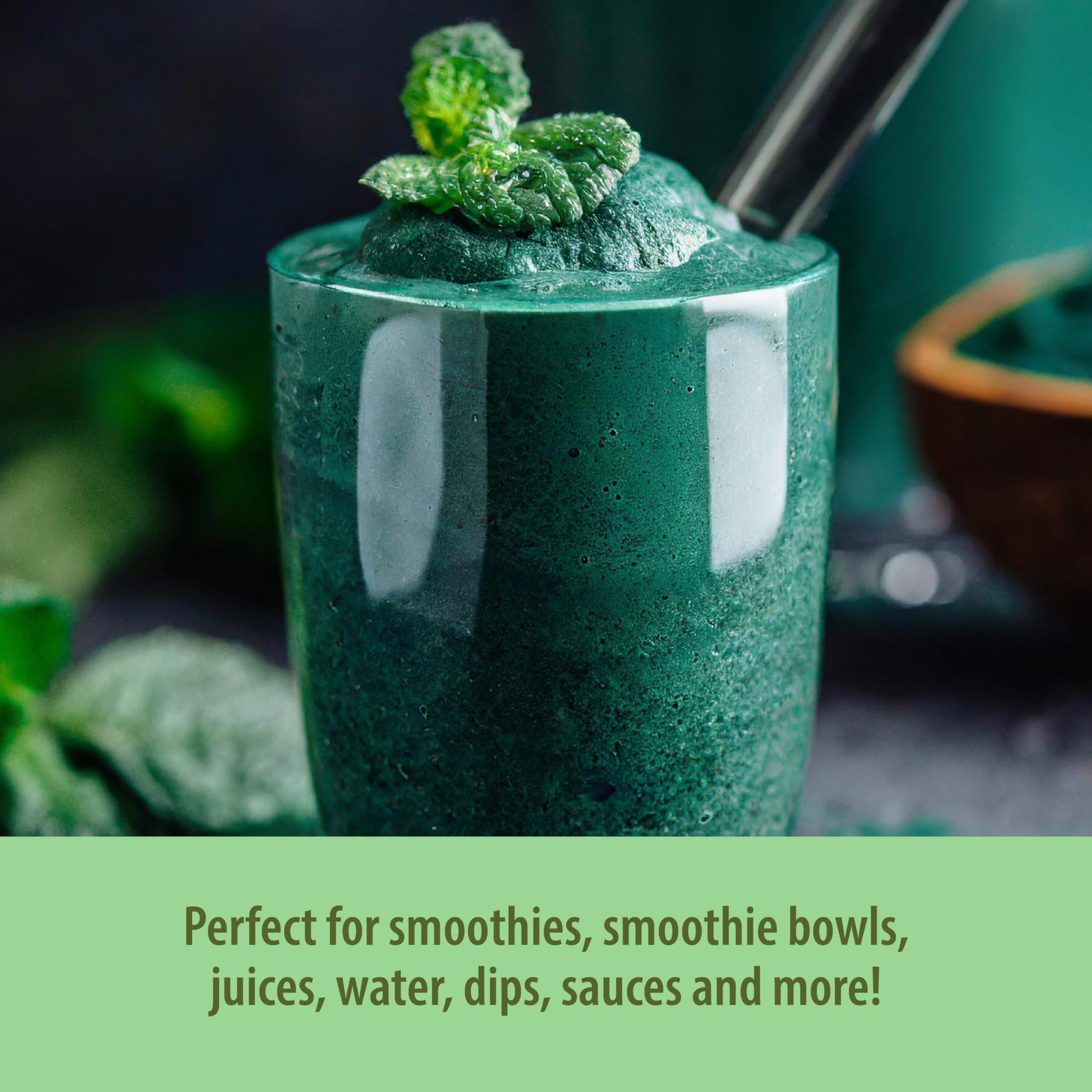 Organic Traditions Chlorella Powder on a kitchen counter