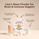 Organic Traditions Lion's Mane Mushroom Powder in a bowl with a spoon