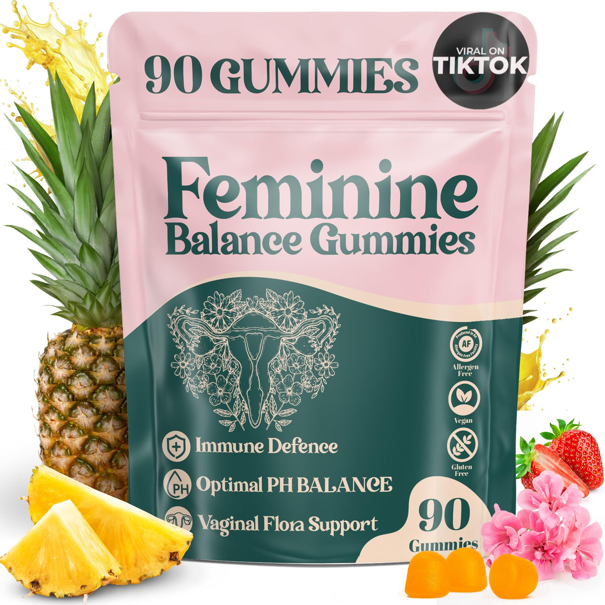 ORGANIC UPLIFT Feminine Balance Gummies pouch front view