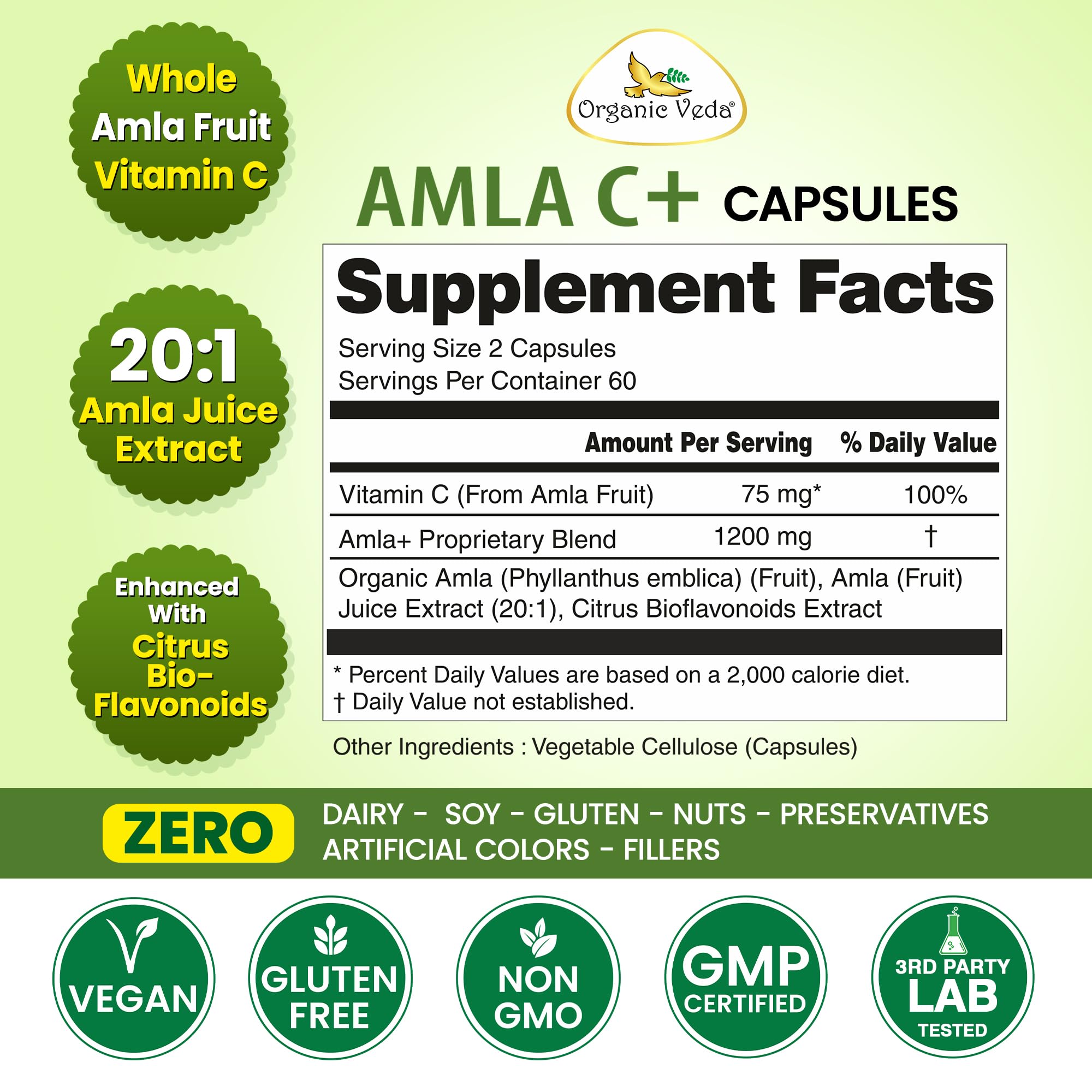 Organic Veda Amla Vitamin C Capsules side view