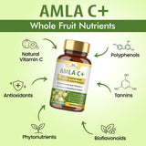 Organic Veda Amla Vitamin C Capsules with citrus fruits
